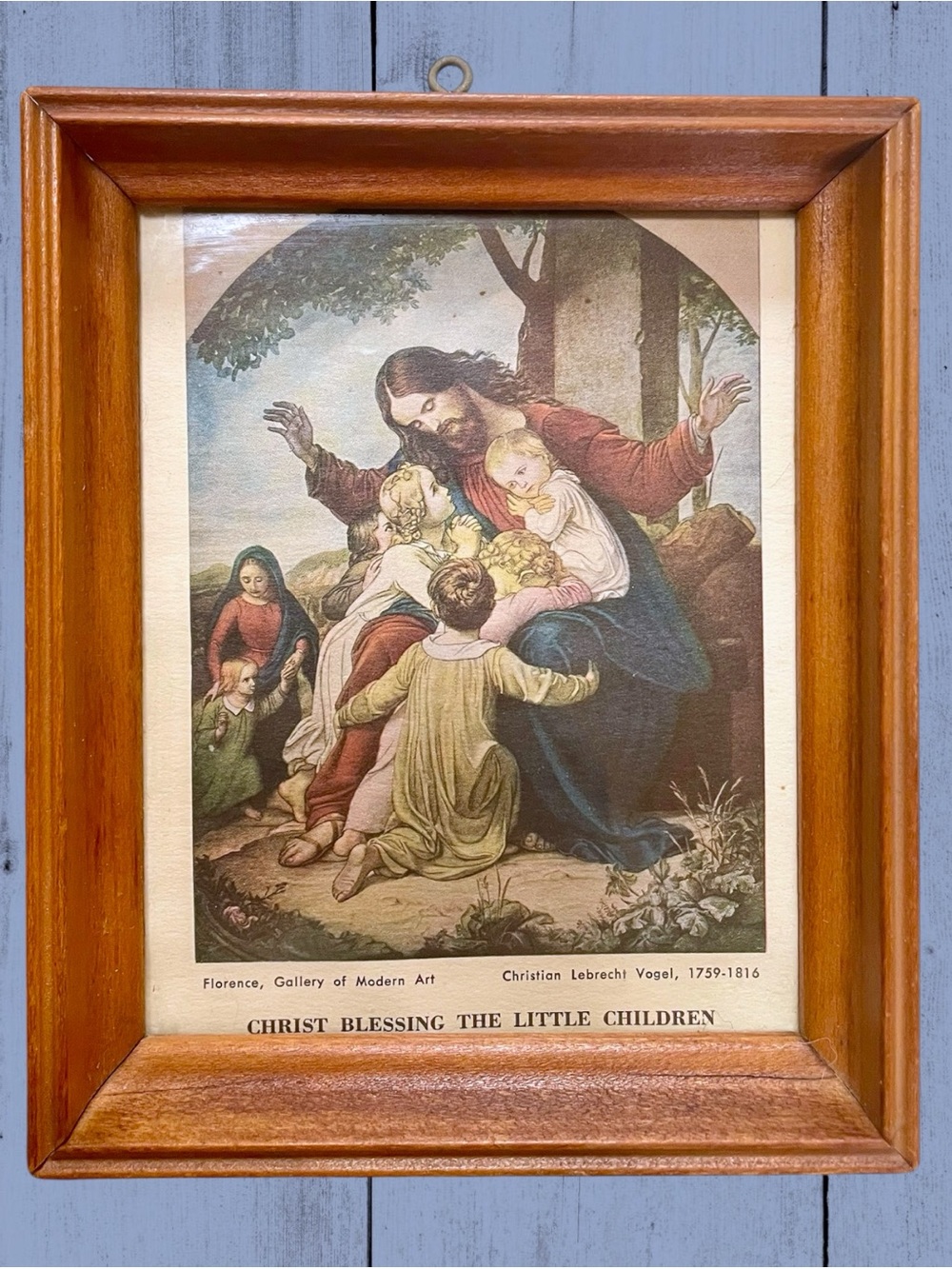 Old Small Framed Print Christ Blessing The Little Children By Christian Vogel